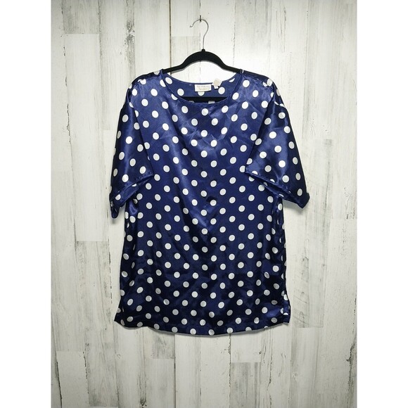 Victoria’s Secret Polka Dot Silky Nightie Bkue Polka Dot Gold Label Small - Picture 1 of 6